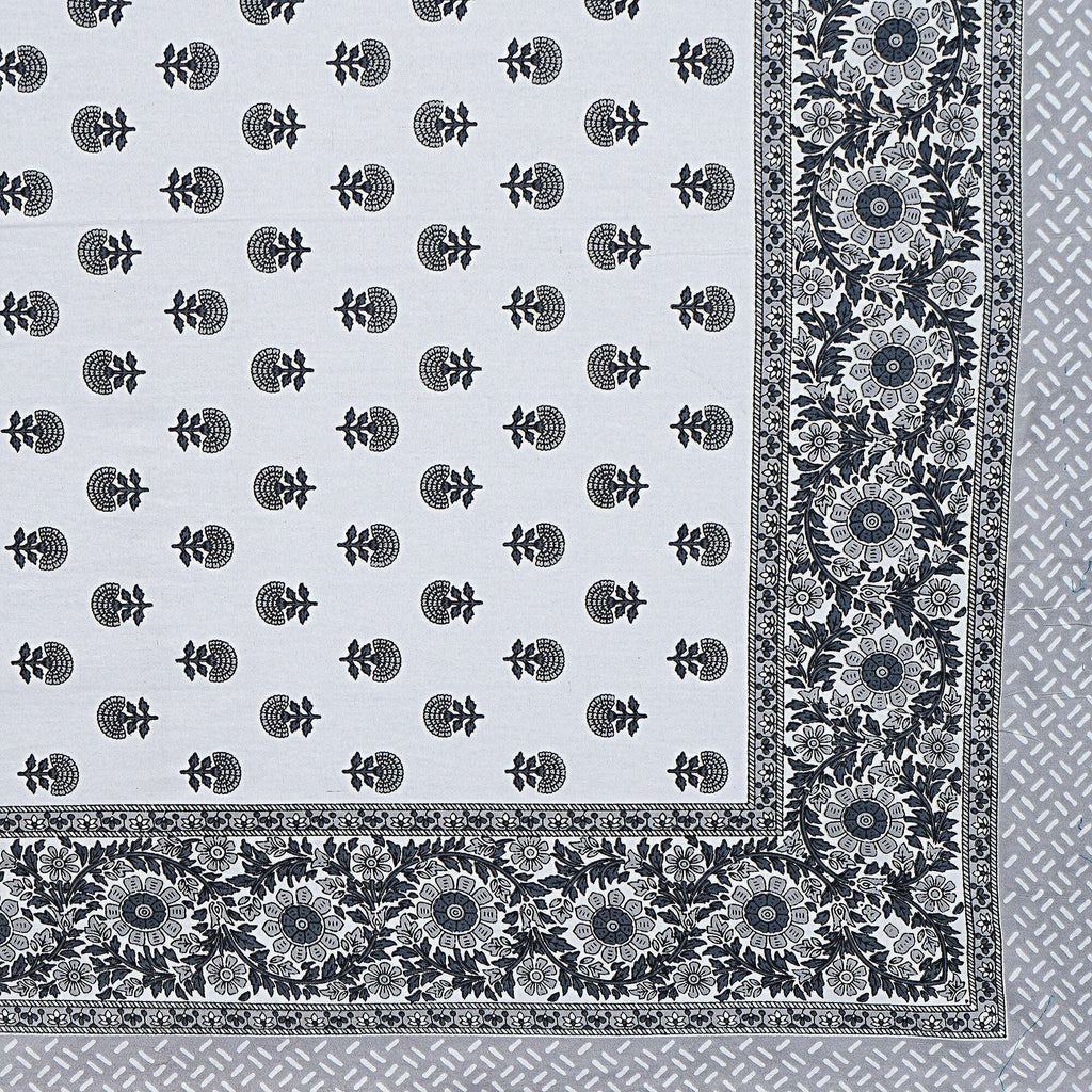 Rudra Bazaar Grey 210 TC Cotton Double King Bedsheet With 2 Pillow Covers