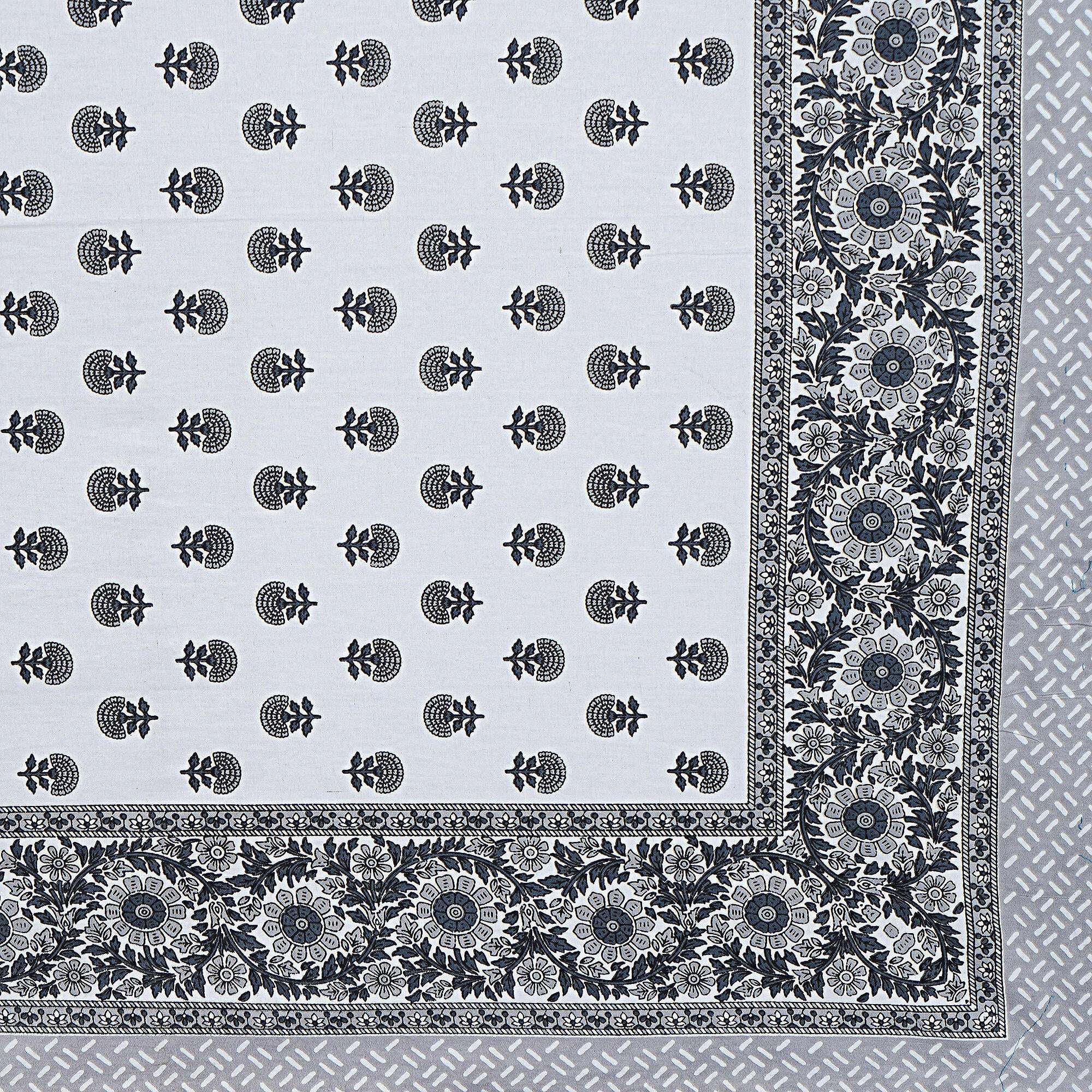 Rudra Bazaar Grey 210 TC Cotton Double King Bedsheet With 2 Pillow Covers