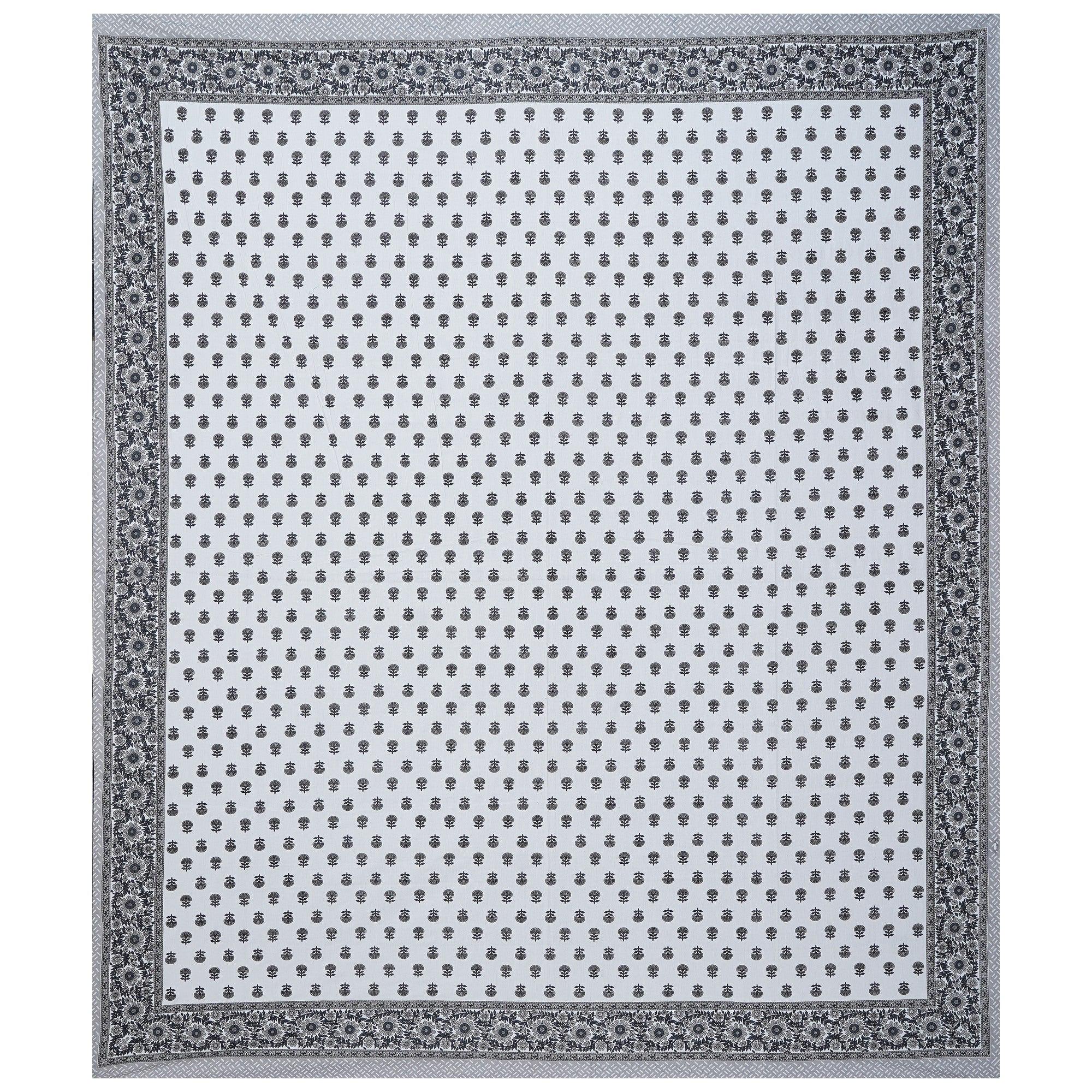 Rudra Bazaar Grey 210 TC Cotton Double King Bedsheet With 2 Pillow Covers