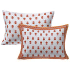 Rudra Bazaar Orange 210 TC Cotton Double King Bedsheet With 2 Pillow Covers
