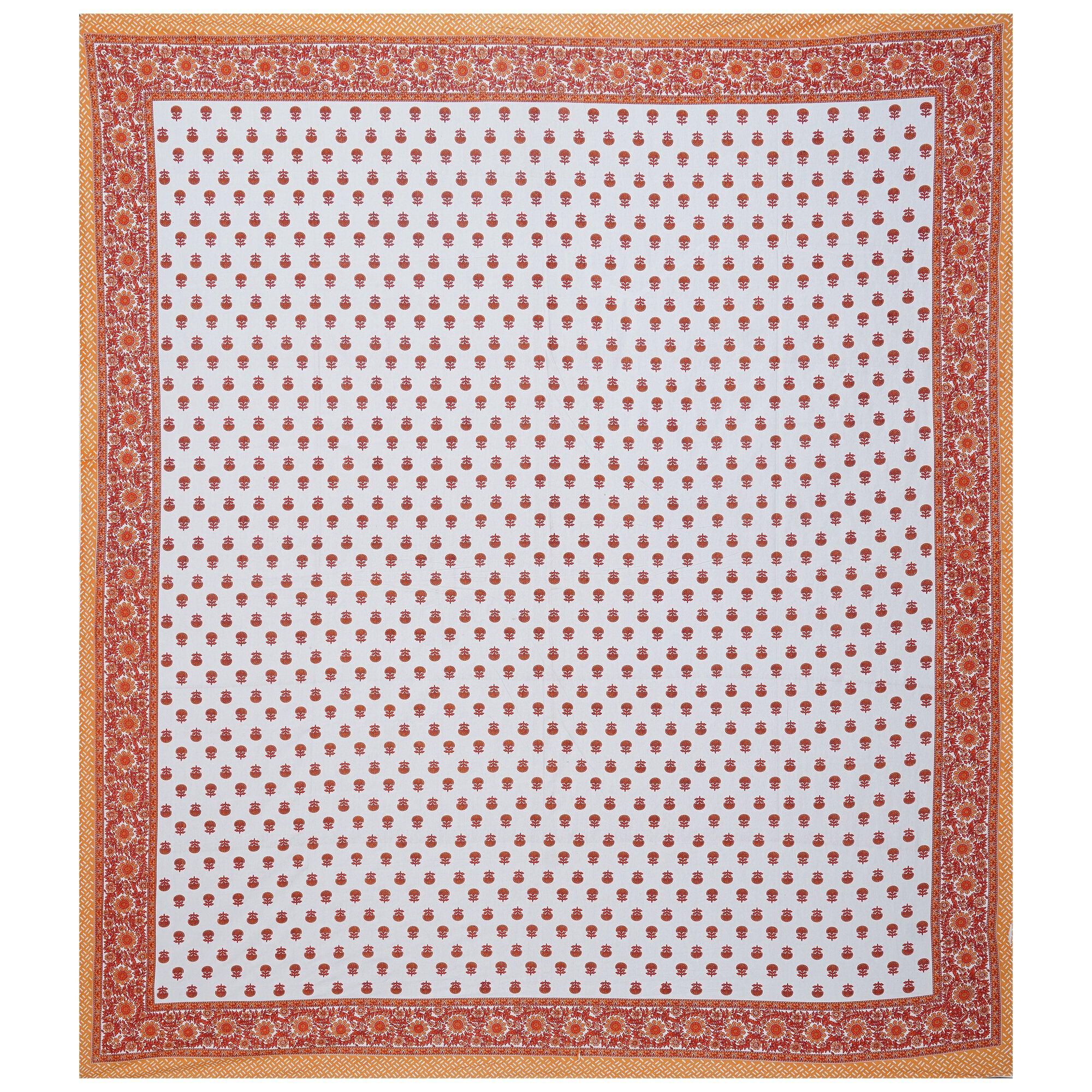 Rudra Bazaar Orange 210 TC Cotton Double King Bedsheet With 2 Pillow Covers