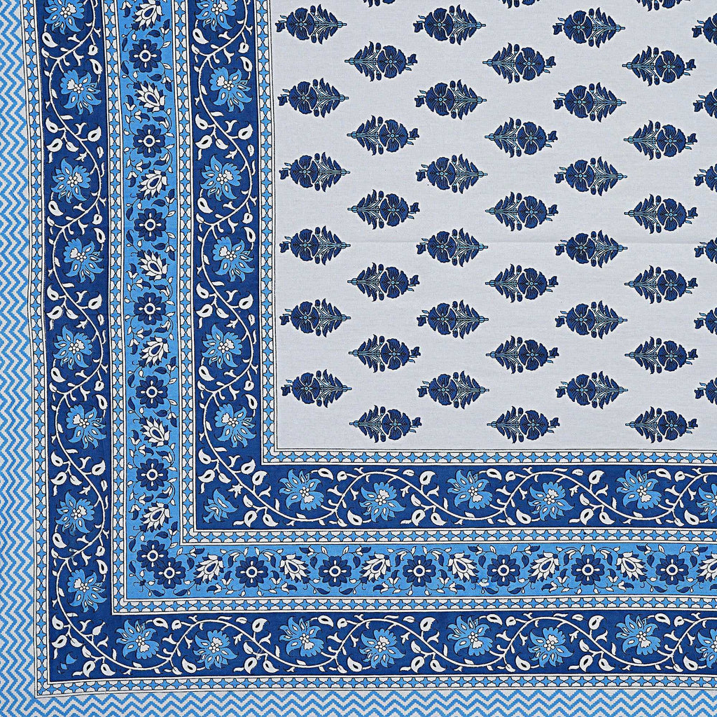 Rudra Bazaar Blue 210 TC Cotton Double King Bedsheet With 2 Pillow Covers