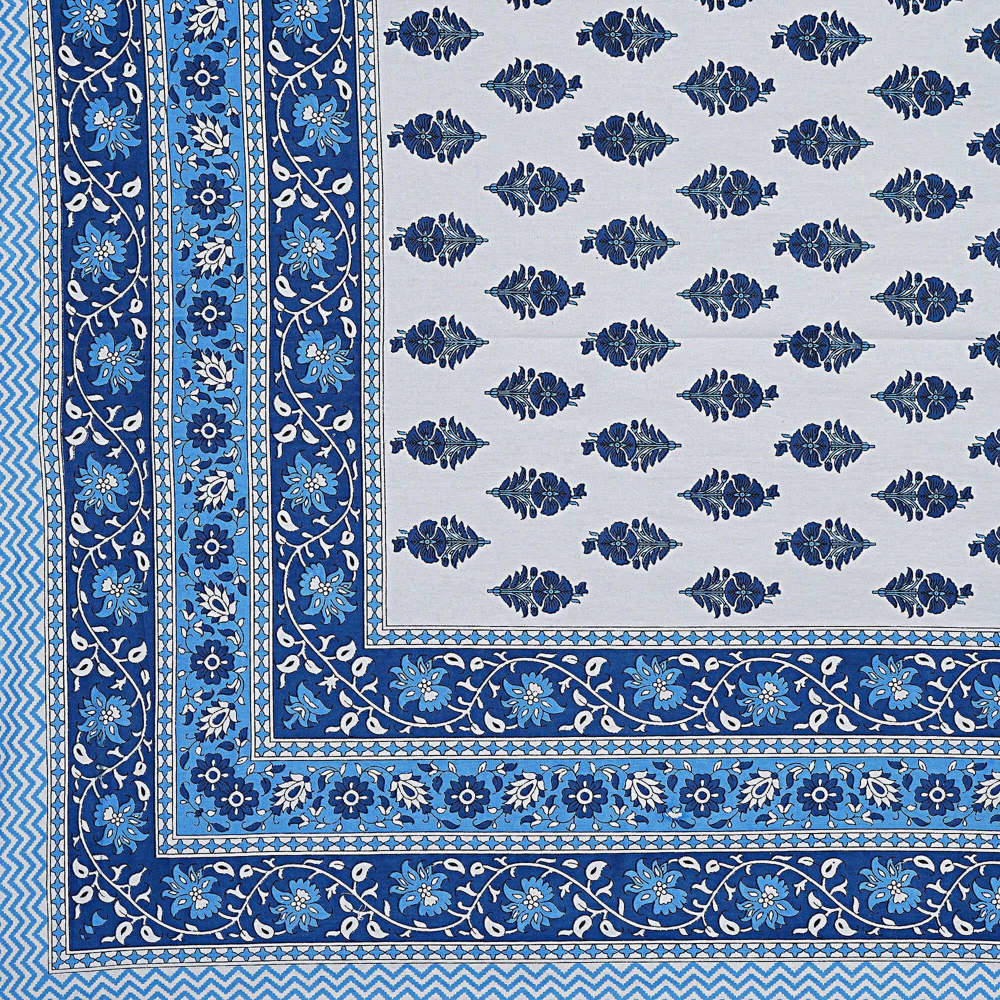 Rudra Bazaar Blue 210 TC Cotton Double King Bedsheet With 2 Pillow Covers