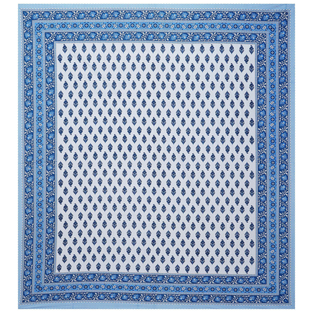 Rudra Bazaar Blue 210 TC Cotton Double King Bedsheet With 2 Pillow Covers