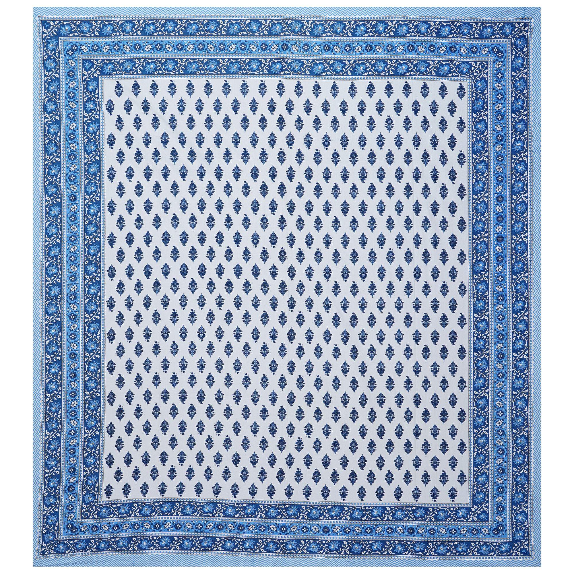 Rudra Bazaar Blue 210 TC Cotton Double King Bedsheet With 2 Pillow Covers