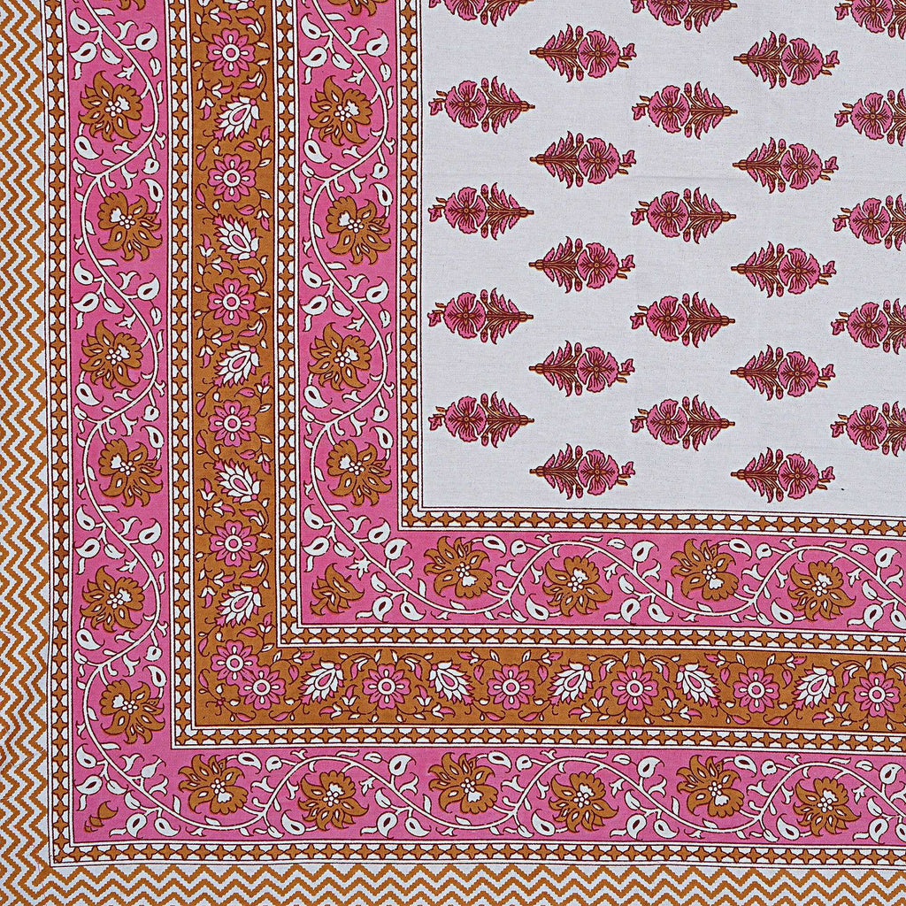 Rudra Bazaar Pink 210 TC Cotton Double King Bedsheet With 2 Pillow Covers