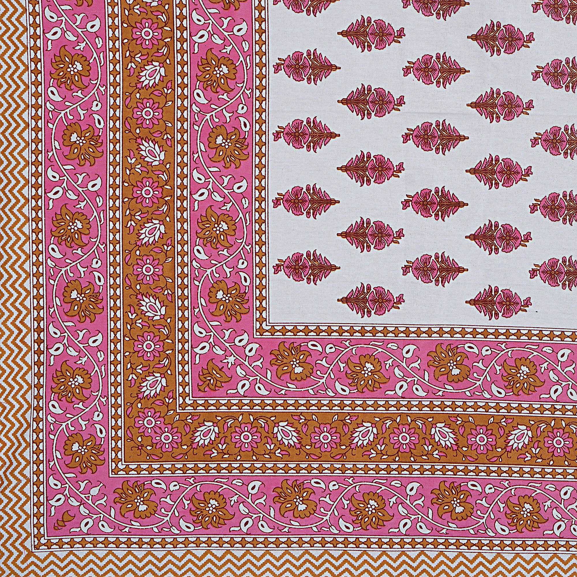 Rudra Bazaar Pink 210 TC Cotton Double King Bedsheet With 2 Pillow Covers