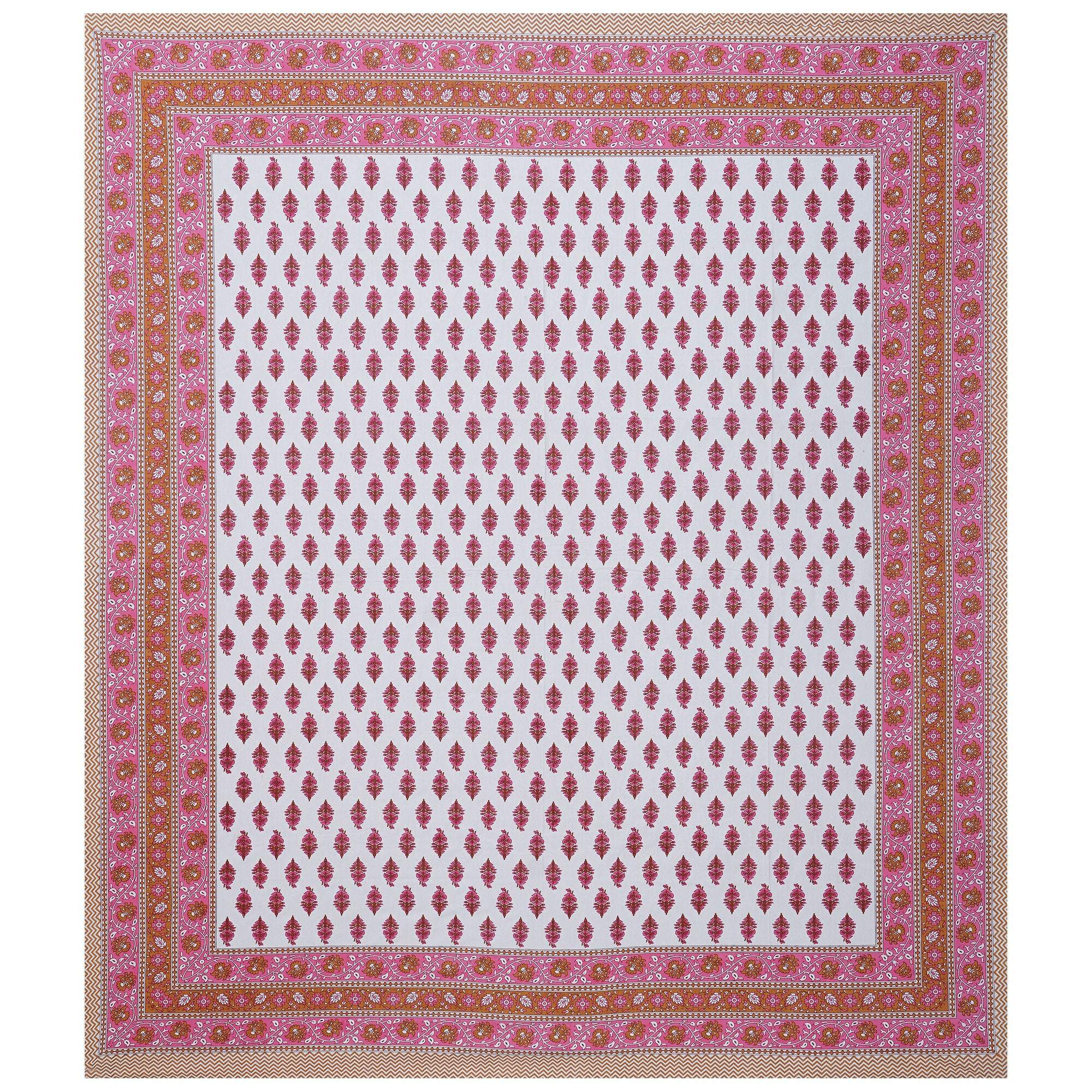 Rudra Bazaar Pink 210 TC Cotton Double King Bedsheet With 2 Pillow Covers