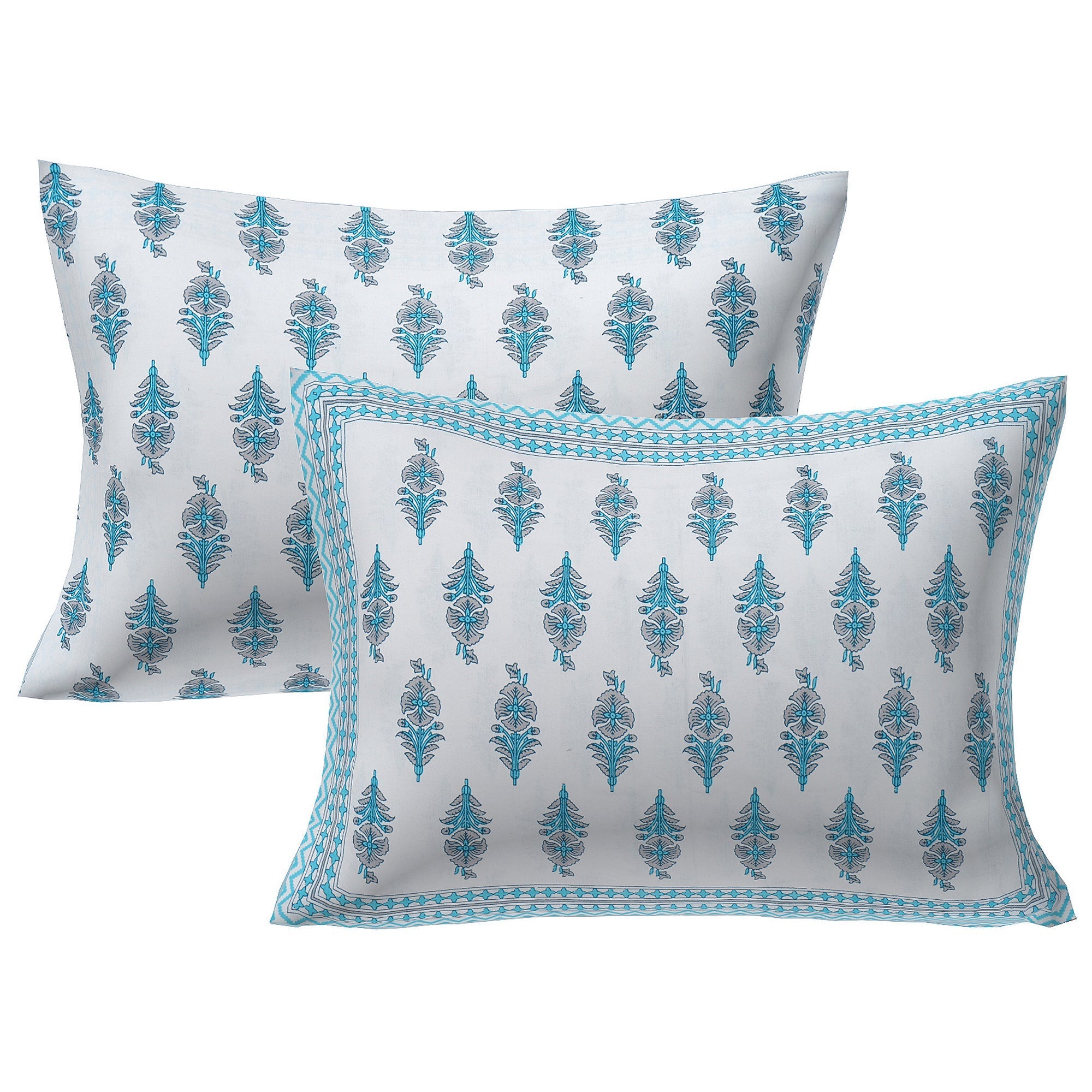 Rudra Bazaar Turquoise Blue 210 TC Cotton Double King Bedsheet With 2 Pillow Covers