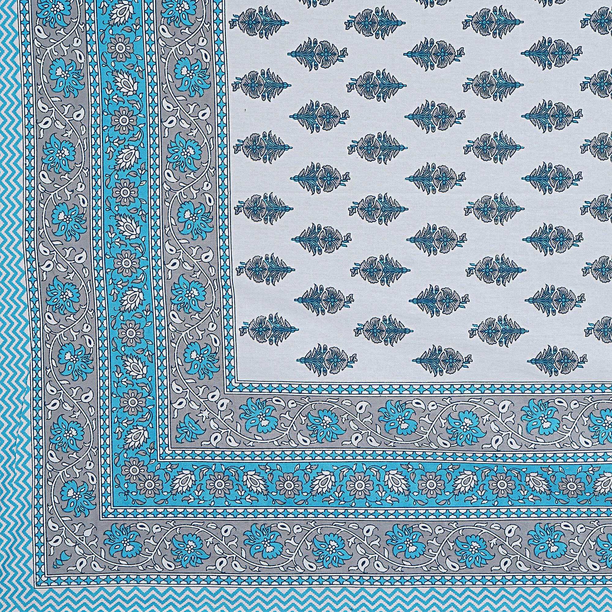 Rudra Bazaar Turquoise Blue 210 TC Cotton Double King Bedsheet With 2 Pillow Covers