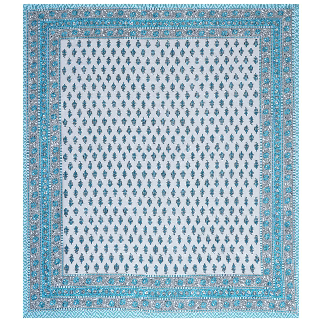 Rudra Bazaar Turquoise Blue 210 TC Cotton Double King Bedsheet With 2 Pillow Covers