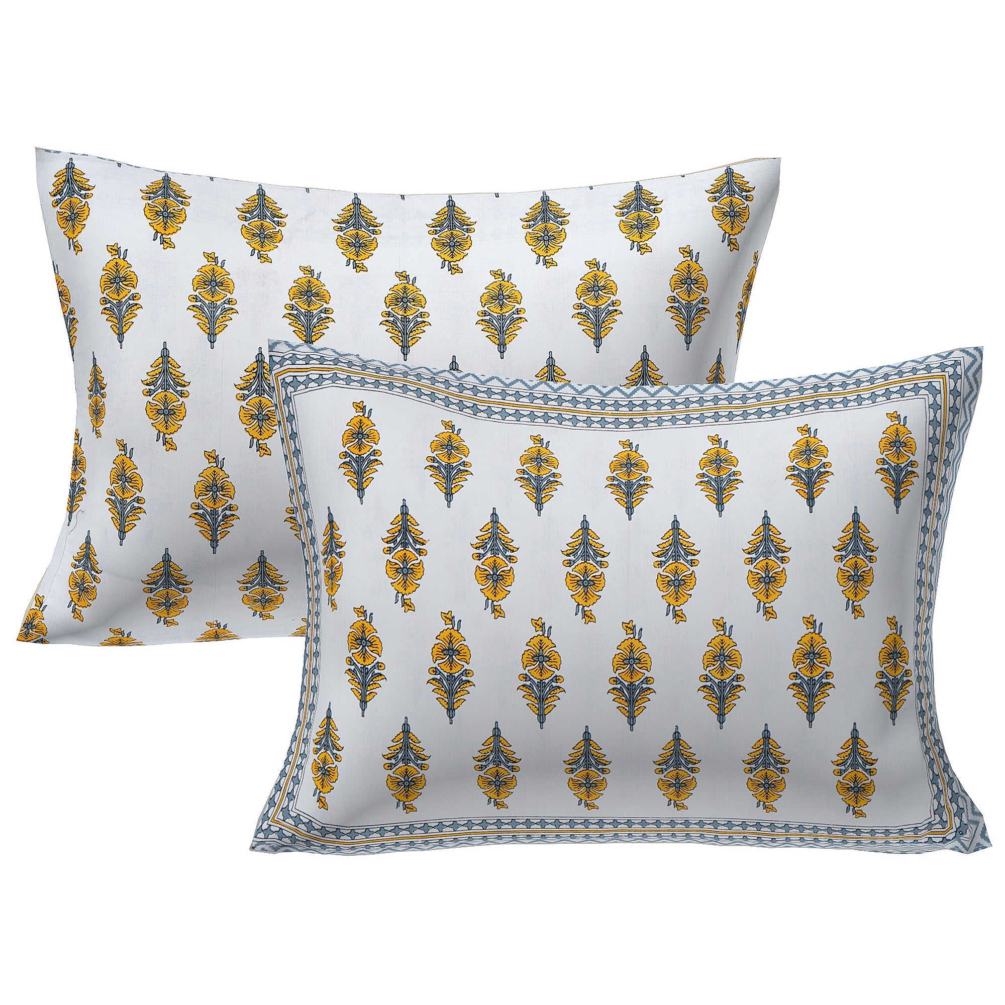 Rudra Bazaar Yellow 210 TC Cotton Double King Bedsheet With 2 Pillow Covers