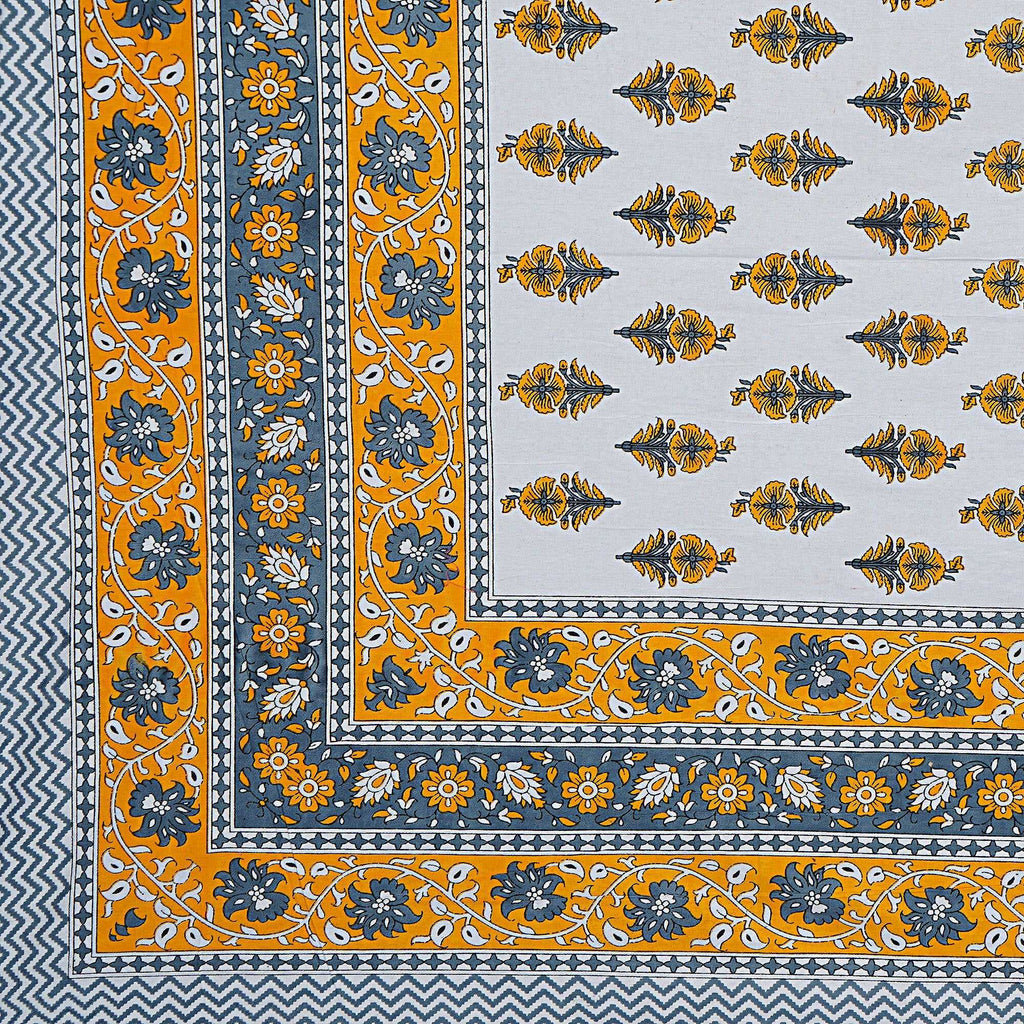 Rudra Bazaar Yellow 210 TC Cotton Double King Bedsheet With 2 Pillow Covers