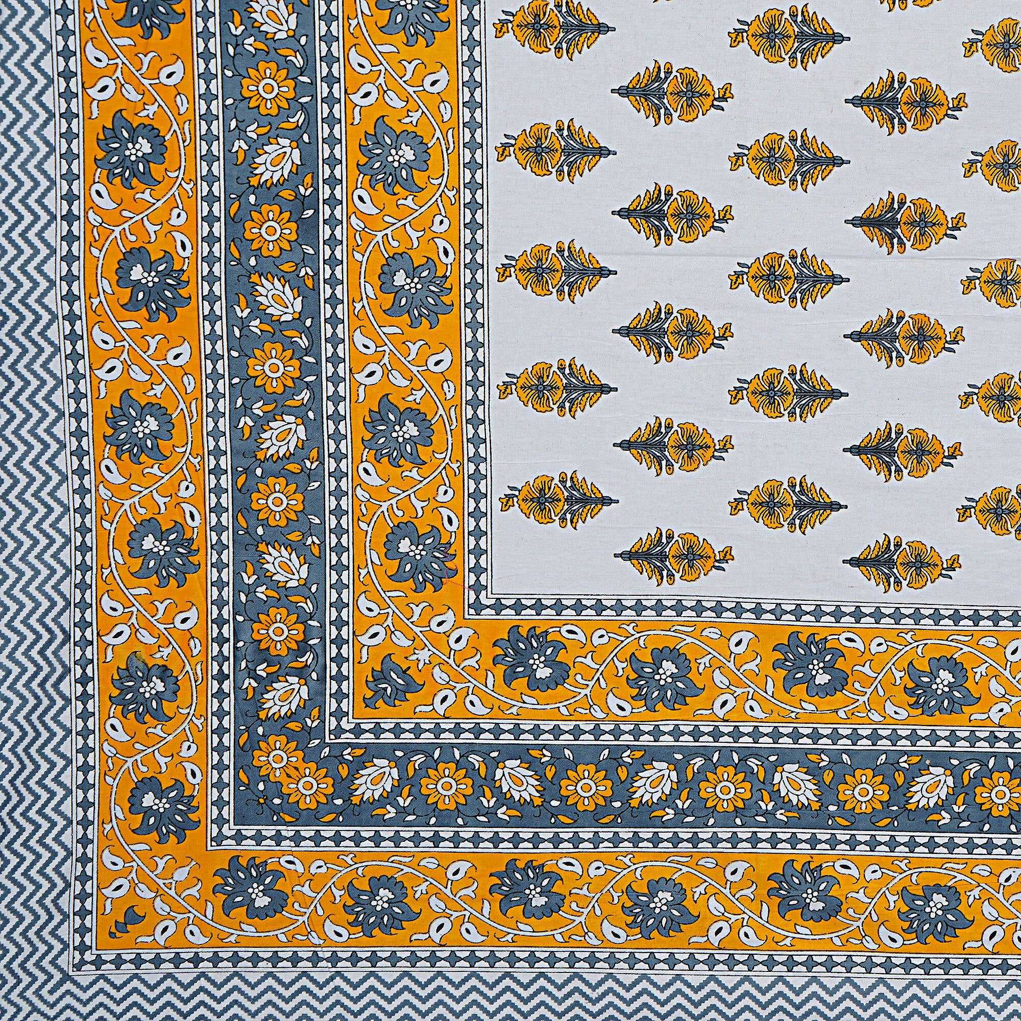 Rudra Bazaar Yellow 210 TC Cotton Double King Bedsheet With 2 Pillow Covers