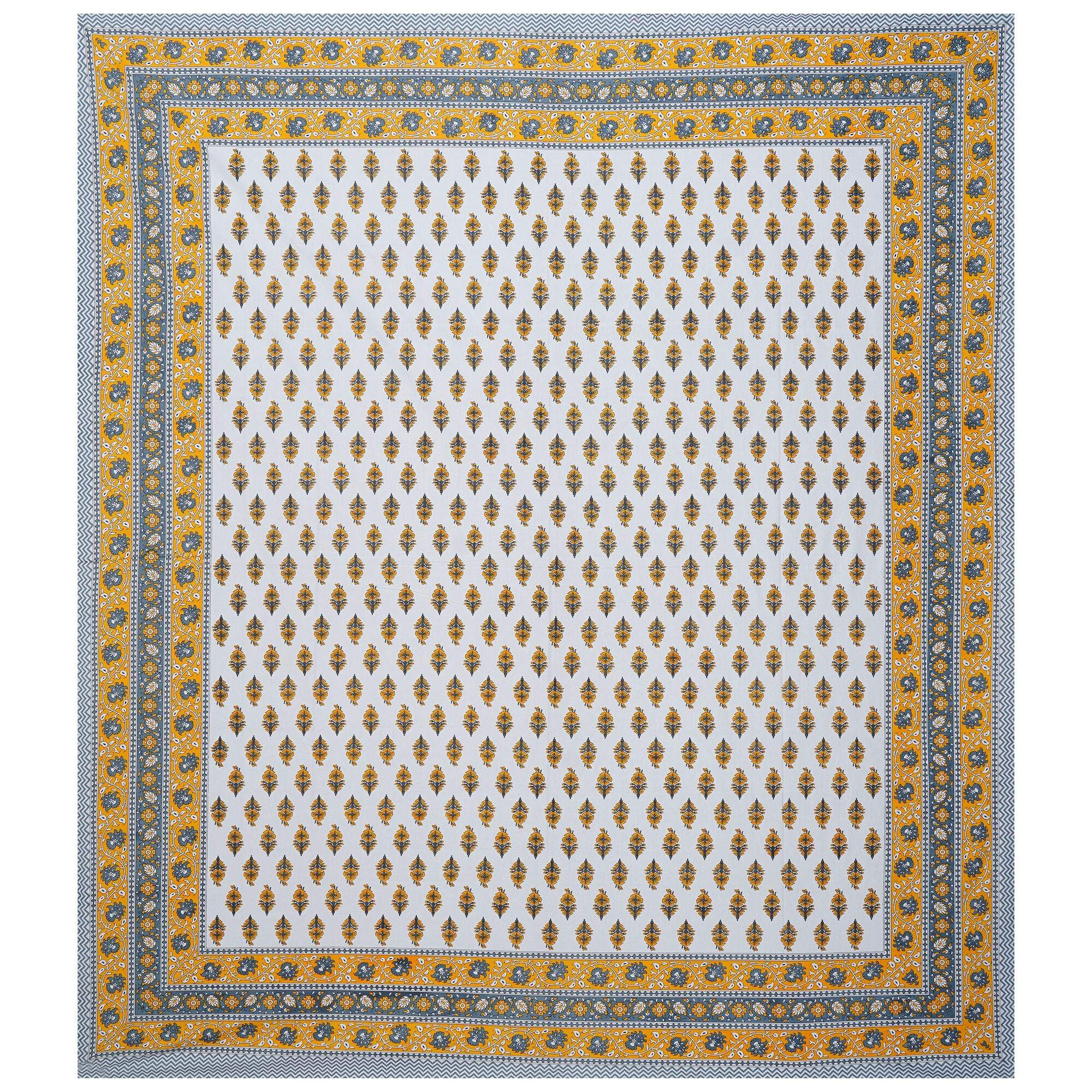 Rudra Bazaar Yellow 210 TC Cotton Double King Bedsheet With 2 Pillow Covers