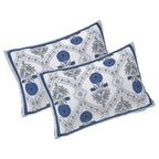 Rudra Bazaar Blue 210 TC Cotton Double King Bedsheet With 2 Pillow Covers