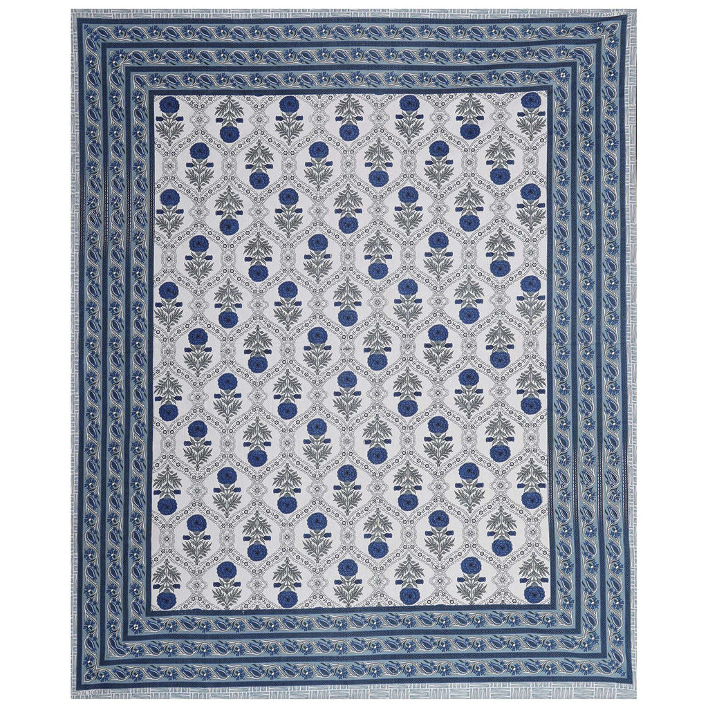 Rudra Bazaar Blue 210 TC Cotton Double King Bedsheet With 2 Pillow Covers