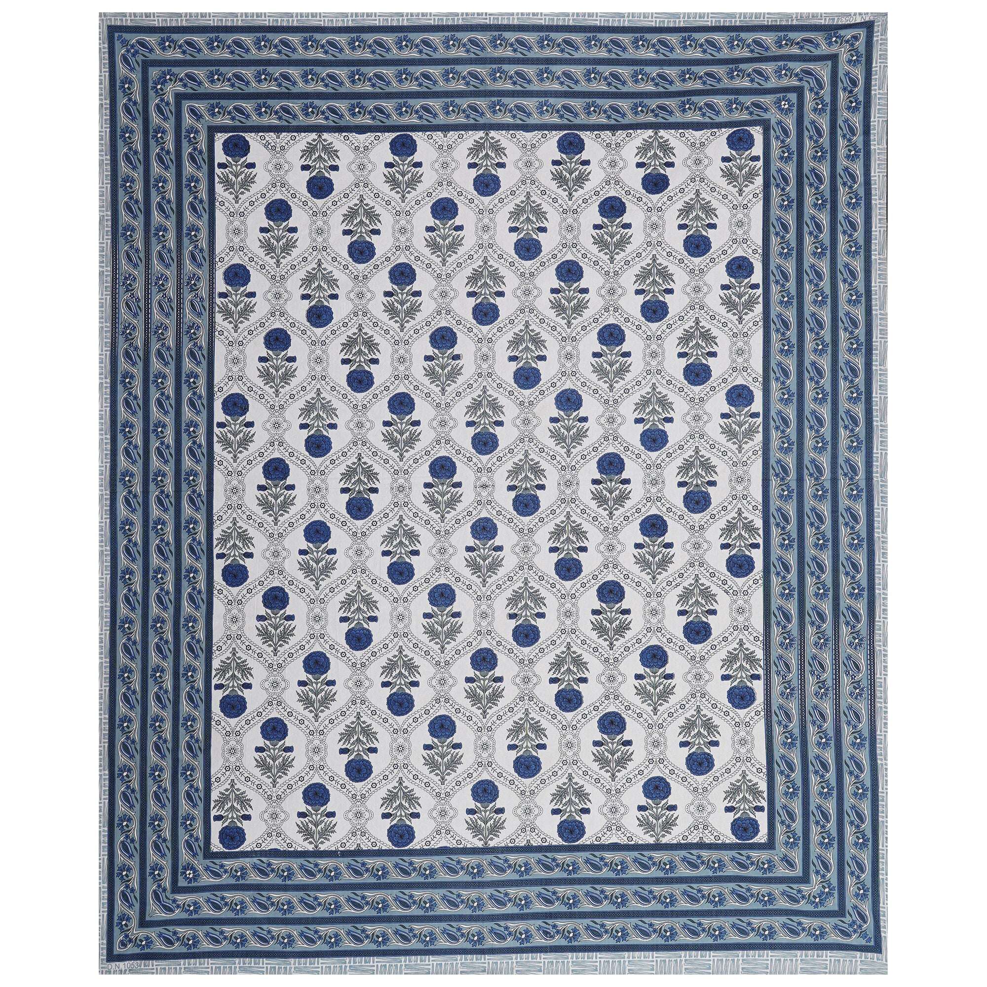 Rudra Bazaar Blue 210 TC Cotton Double King Bedsheet With 2 Pillow Covers