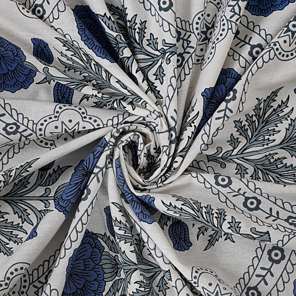 Rudra Bazaar Blue 210 TC Cotton Double King Bedsheet With 2 Pillow Covers