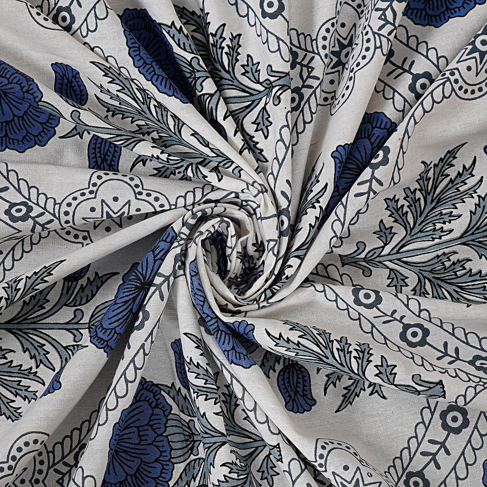 Rudra Bazaar Blue 210 TC Cotton Double King Bedsheet With 2 Pillow Covers