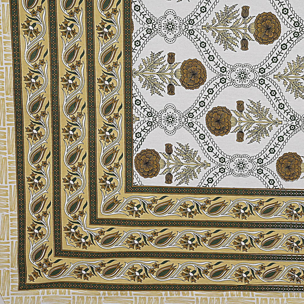 Rudra Bazaar Green 210 TC Cotton Double King Bedsheet With 2 Pillow Covers