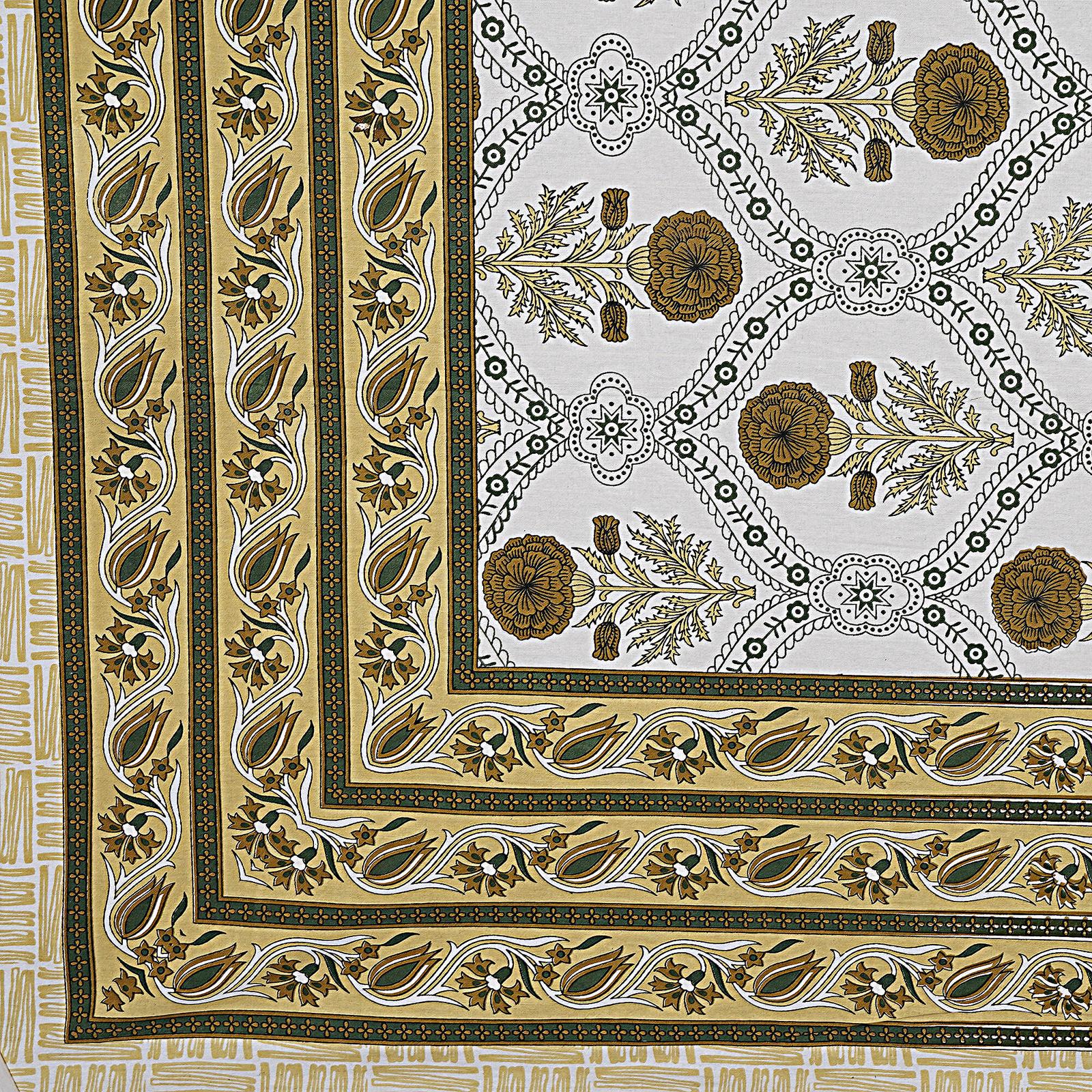 Rudra Bazaar Green 210 TC Cotton Double King Bedsheet With 2 Pillow Covers