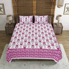 Rudra Bazaar Pink 210 TC Cotton Double King Bedsheet With 2 Pillow Covers