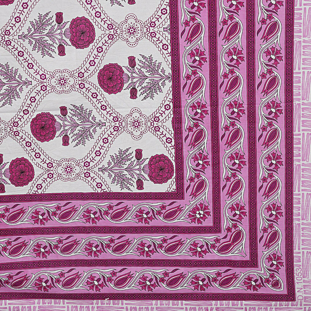 Rudra Bazaar Pink 210 TC Cotton Double King Bedsheet With 2 Pillow Covers