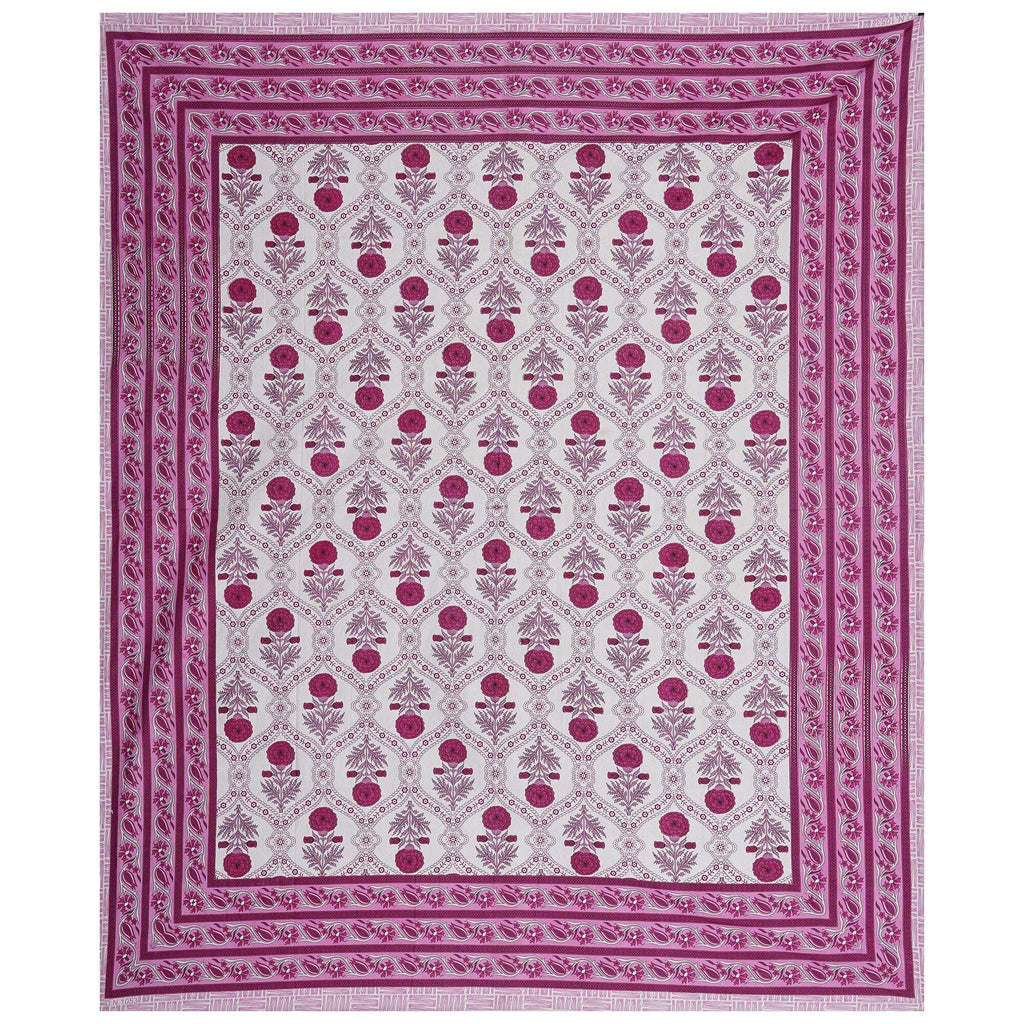 Rudra Bazaar Pink 210 TC Cotton Double King Bedsheet With 2 Pillow Covers