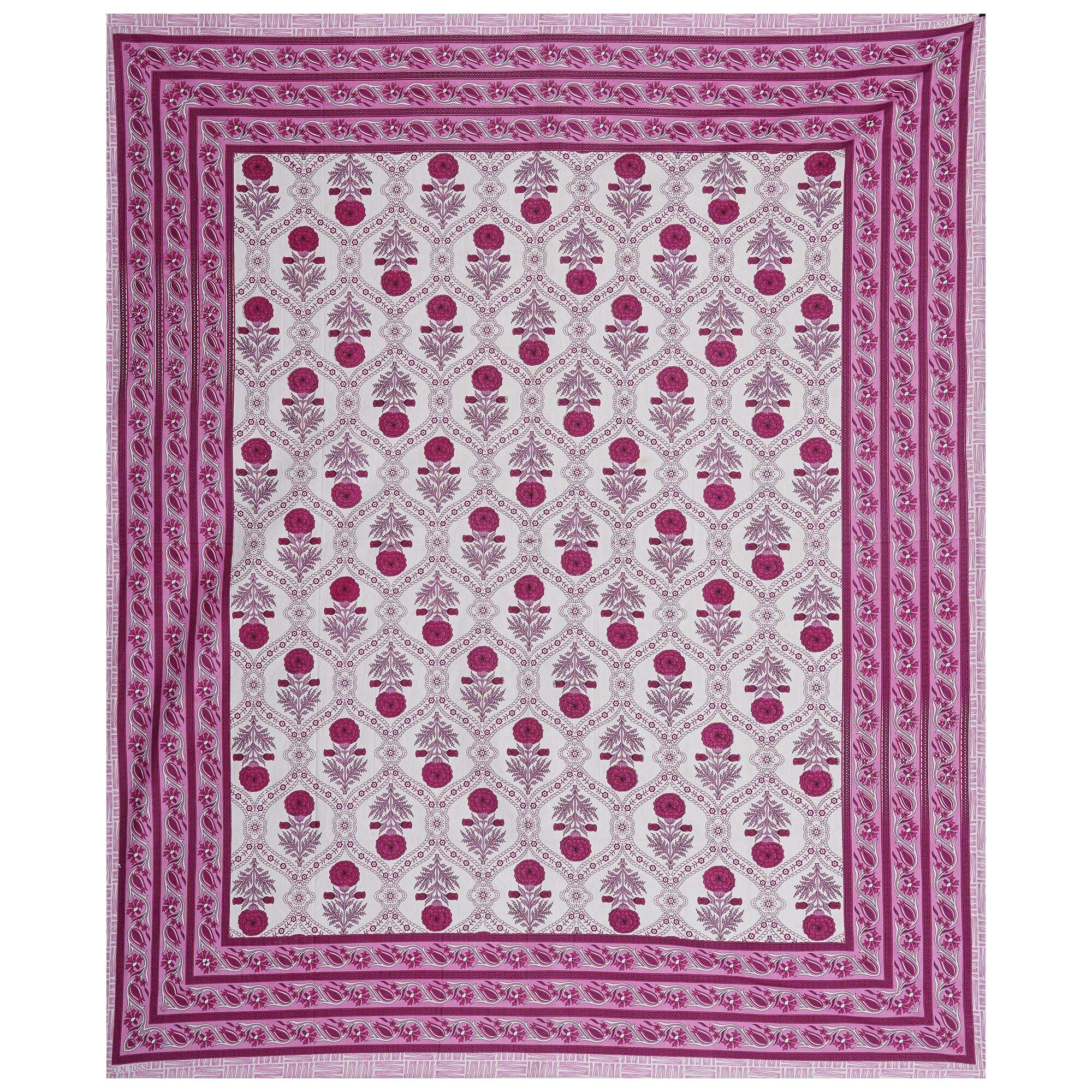 Rudra Bazaar Pink 210 TC Cotton Double King Bedsheet With 2 Pillow Covers