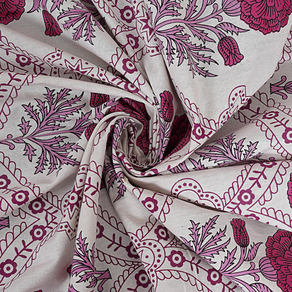 Rudra Bazaar Pink 210 TC Cotton Double King Bedsheet With 2 Pillow Covers