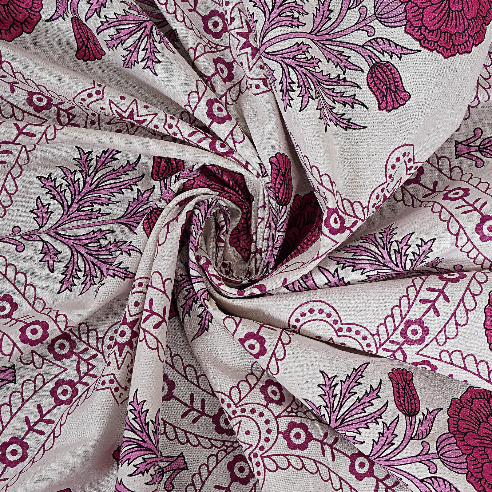 Rudra Bazaar Pink 210 TC Cotton Double King Bedsheet With 2 Pillow Covers