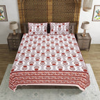 Rudra Bazaar Rust 210 TC Cotton Double King Bedsheet With 2 Pillow Covers
