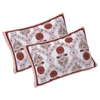 Rudra Bazaar Rust 210 TC Cotton Double King Bedsheet With 2 Pillow Covers