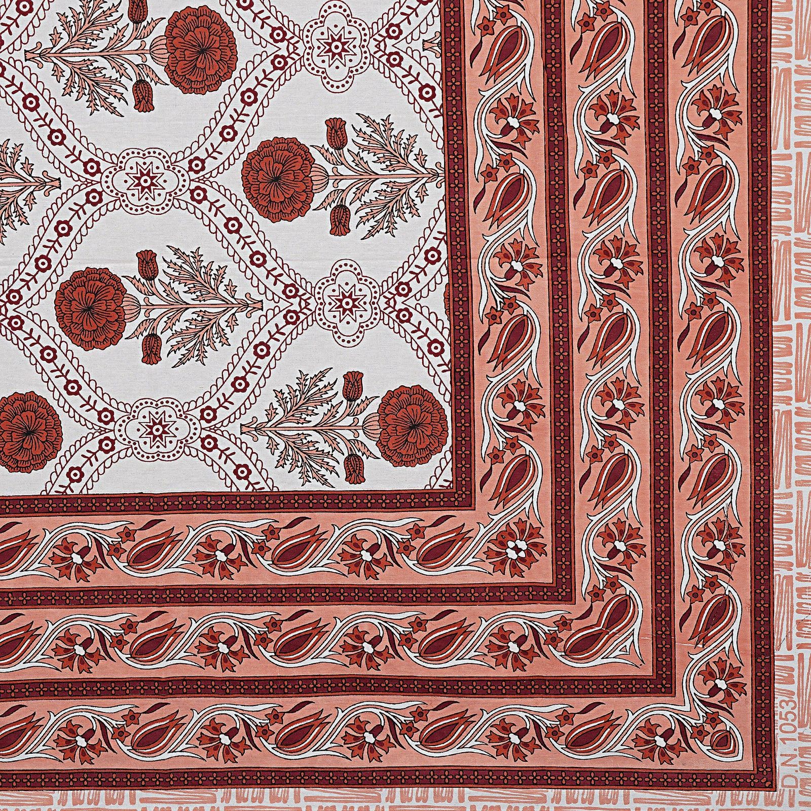 Rudra Bazaar Rust 210 TC Cotton Double King Bedsheet With 2 Pillow Covers