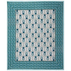 Rudra Bazaar Turquoise Blue 210 TC Cotton Double King Bedsheet With 2 Pillow Covers