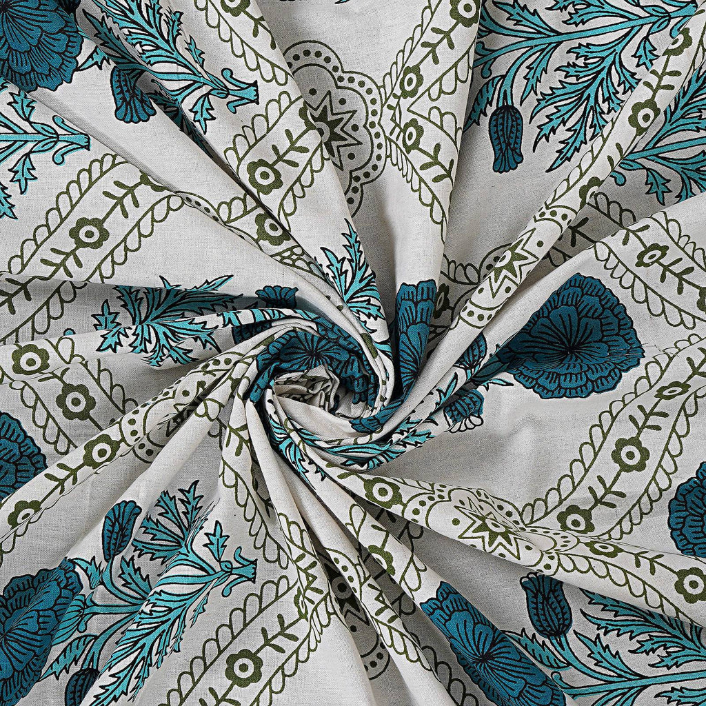 Rudra Bazaar Turquoise Blue 210 TC Cotton Double King Bedsheet With 2 Pillow Covers