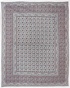 Rudra Bazaar Blue Brown 210 TC Cotton Double King Bedsheet With 2 Pillow Covers