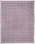 Rudra Bazaar Blue Pink 210 TC Cotton Double King Bedsheet With 2 Pillow Covers