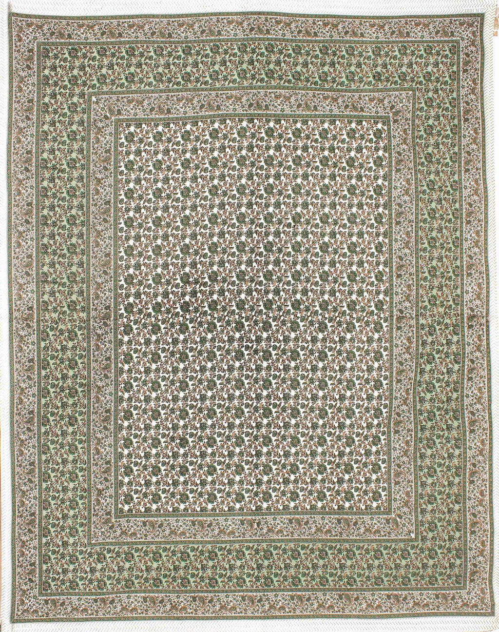 Rudra Bazaar Green 210 TC Cotton Double King Bedsheet With 2 Pillow Covers