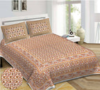 Rudra Bazaar Orange 210 TC Cotton Double King Bedsheet With 2 Pillow Covers