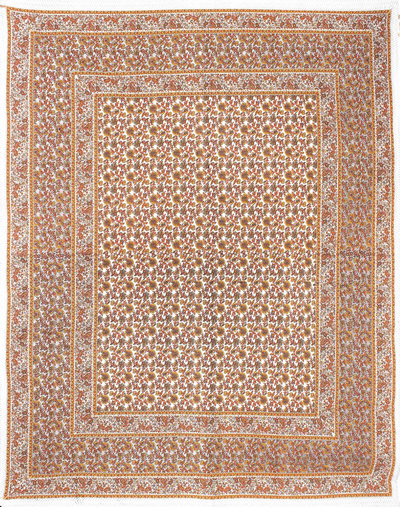 Rudra Bazaar Orange 210 TC Cotton Double King Bedsheet With 2 Pillow Covers