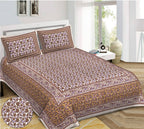 Rudra Bazaar Purple Brown 210 TC Cotton Double King Bedsheet With 2 Pillow Covers
