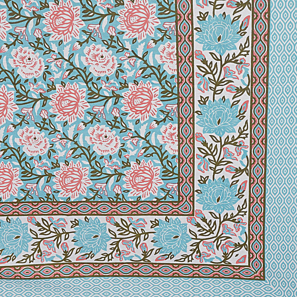 Rudra Bazaar Blue 210 TC Cotton Double King Bedsheet With 2 Pillow Covers