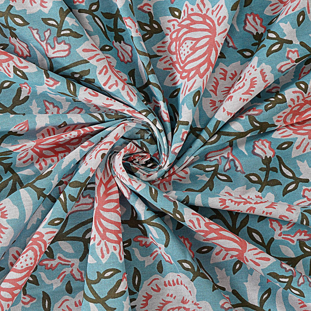 Rudra Bazaar Blue 210 TC Cotton Double King Bedsheet With 2 Pillow Covers