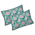 Rudra Bazaar Sea Green 210 TC Cotton Double King Bedsheet With 2 Pillow Covers