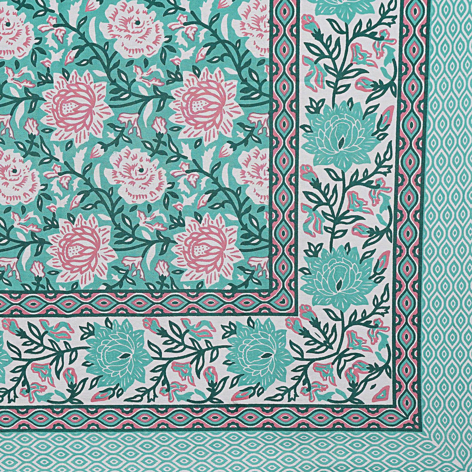 Rudra Bazaar Sea Green 210 TC Cotton Double King Bedsheet With 2 Pillow Covers