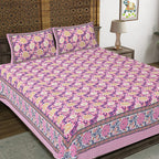 Rudra Bazaar Pink 210 TC Cotton Double King Bedsheet With 2 Pillow Covers