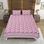 Rudra Bazaar Pink 210 TC Cotton Double King Bedsheet With 2 Pillow Covers