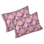 Rudra Bazaar Pink 210 TC Cotton Double King Bedsheet With 2 Pillow Covers